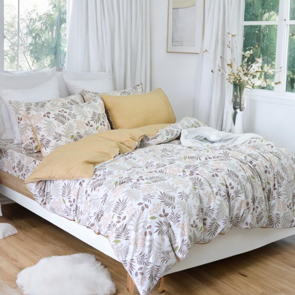 Housse de couette 100% coton imprimé floral pour très grand lit d'été Helthep