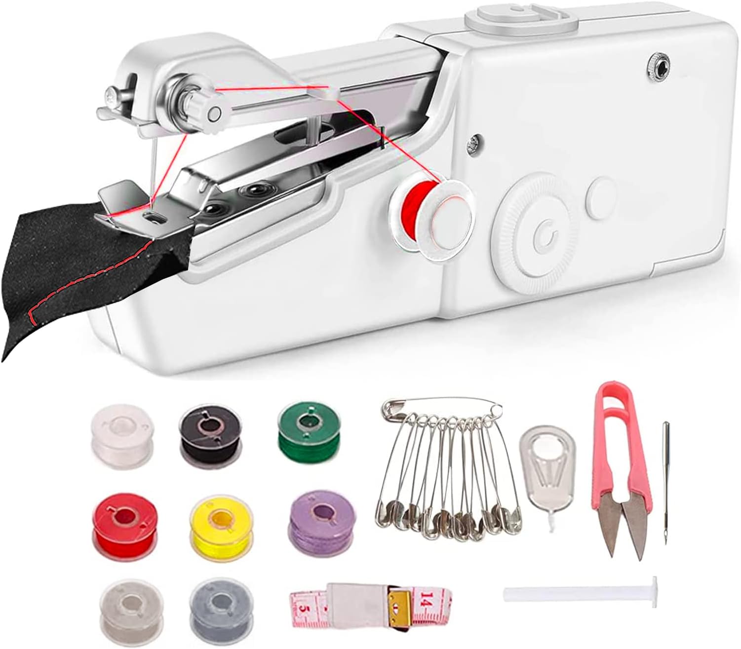 Handheld Sewing Machine, Quick Sewing Portable Sewing Machine, Mini Handheld Sewing Machine, Portable Sewing Machine Suitable for Home, White