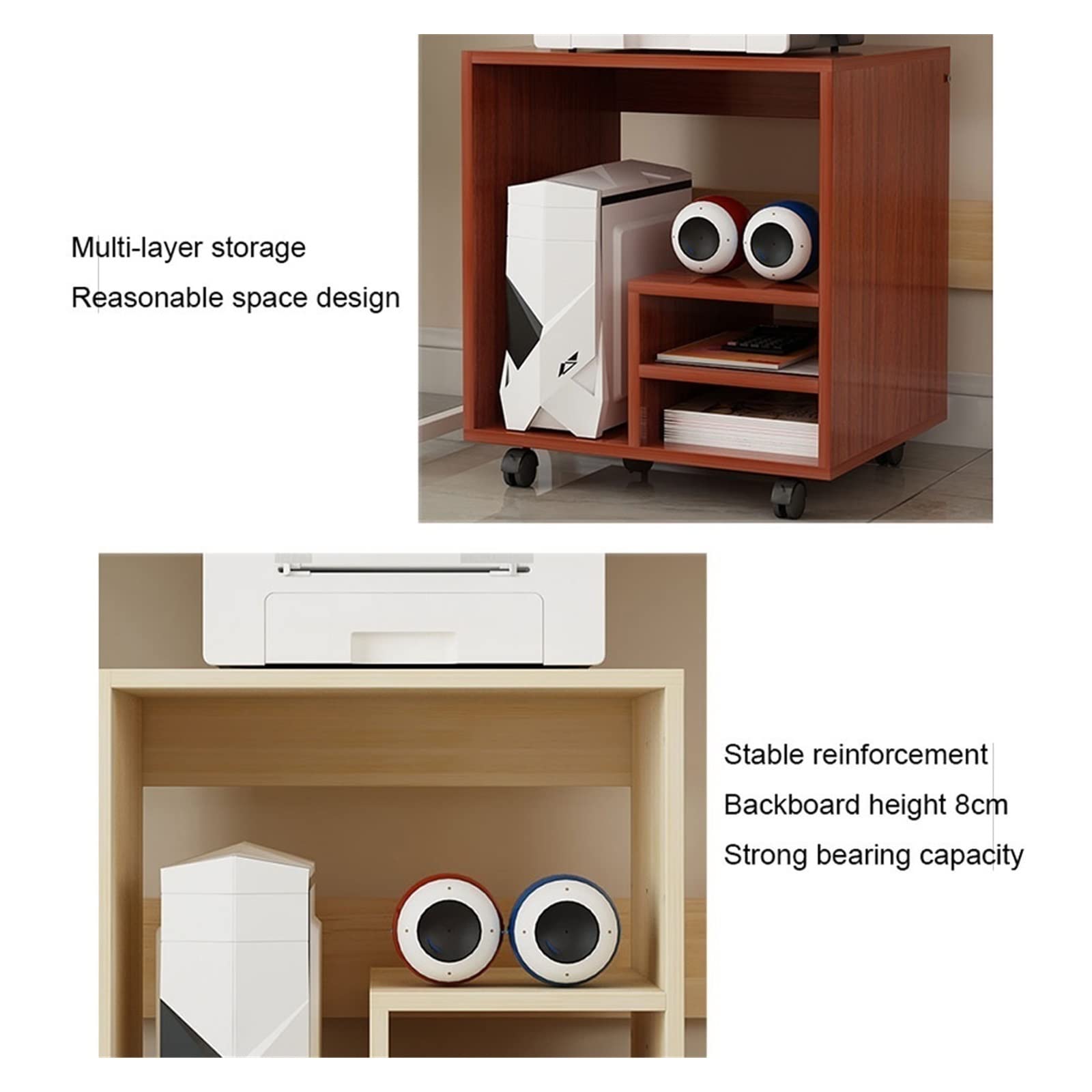 Mueble Impresora Estante de Soporte for Impresora láser Oficina multifunción copiadora escáner Estante Almacenamiento Marco Principal la computadora Cajonera Escritorio(Beige)