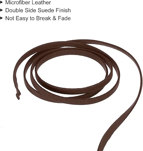 Miniatura 4 de uxcell Cordón de gamuza, 50 yardas, 0.197 in, cuerda de hilo de cuero plana para bolso, bolso, cordones de zapatos, manualidades, fabricación de