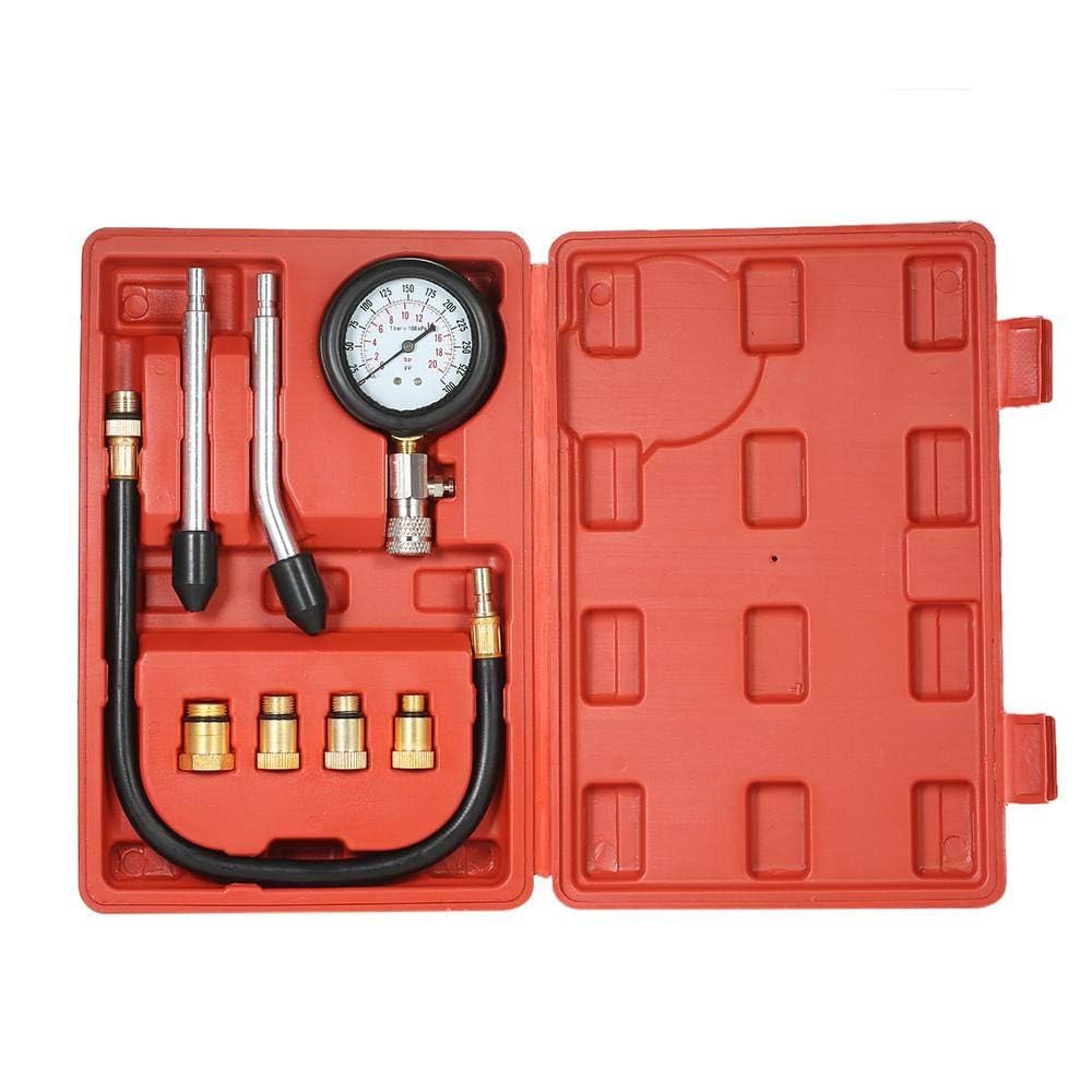 Hetkrishi 8 Pcs Gasoline Engine Compression Tester Petrol Gas Engine Cylinder Automobile Pressure Gauge Tester Automotive Test Kit MA02A-picture-13