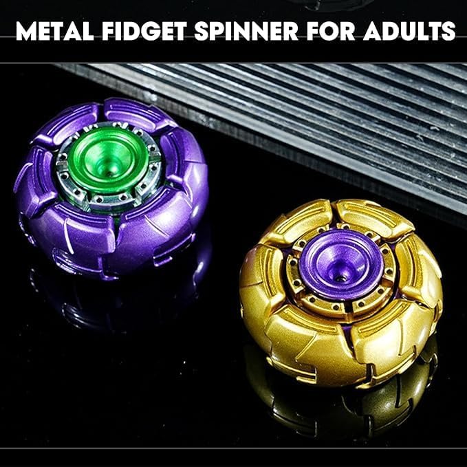 KOMO Fidget Spinners for Adults, EDC Open Armor Mecha Design Metal Fidget Spinner, EDC Fidget Toys Desk Toy for Stress Relief & Anxiety (Purple)