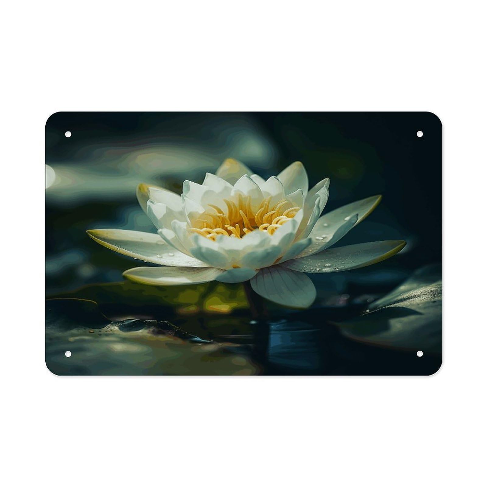Fodpand Style Flowers On Water Wall Art Metal Signs Tin Sign