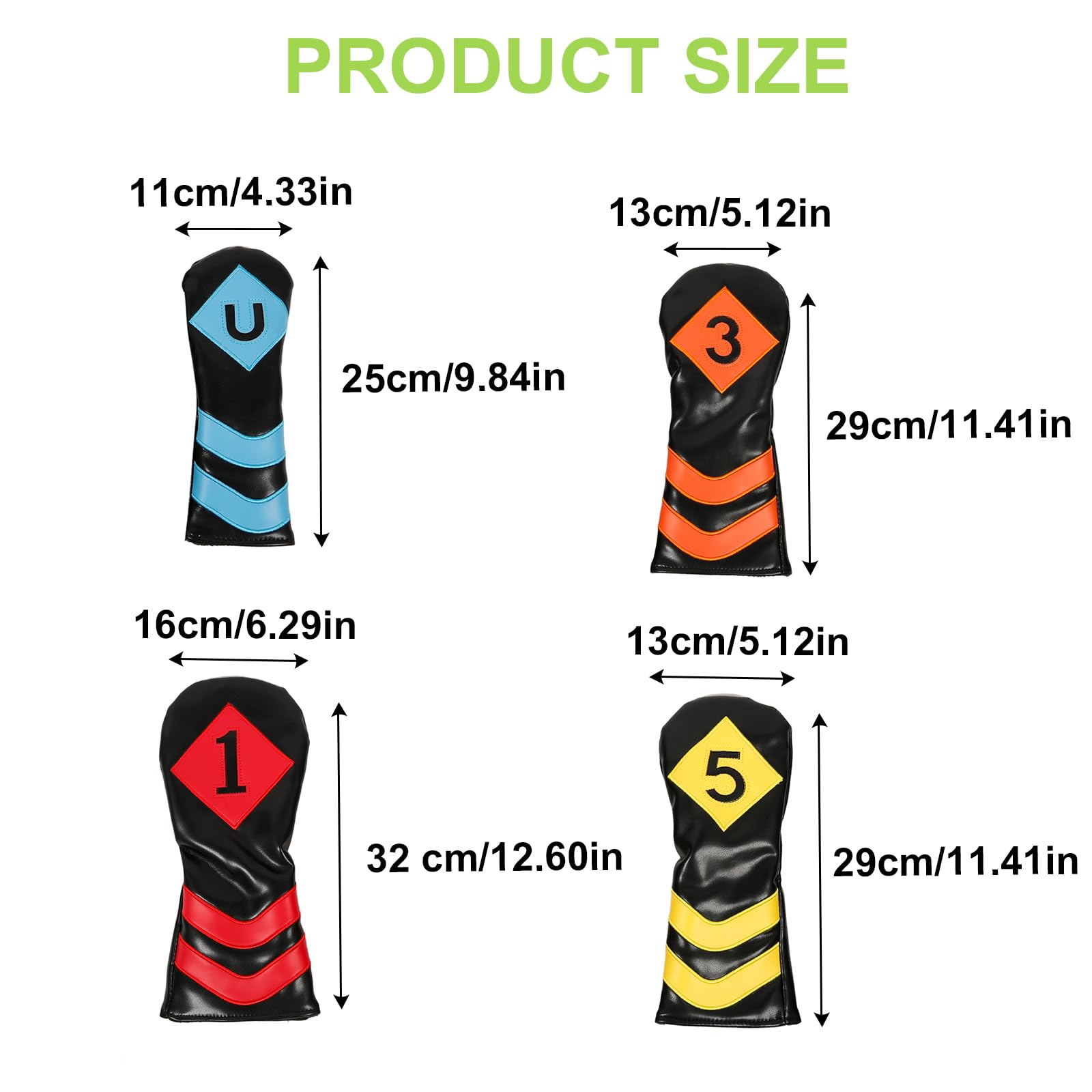 4Pcs Golf Testa Spessa Sintetico PU Pelle Golf Testa di Ferro Con Grande Numero Per Collo Lungo Golf Club Testa