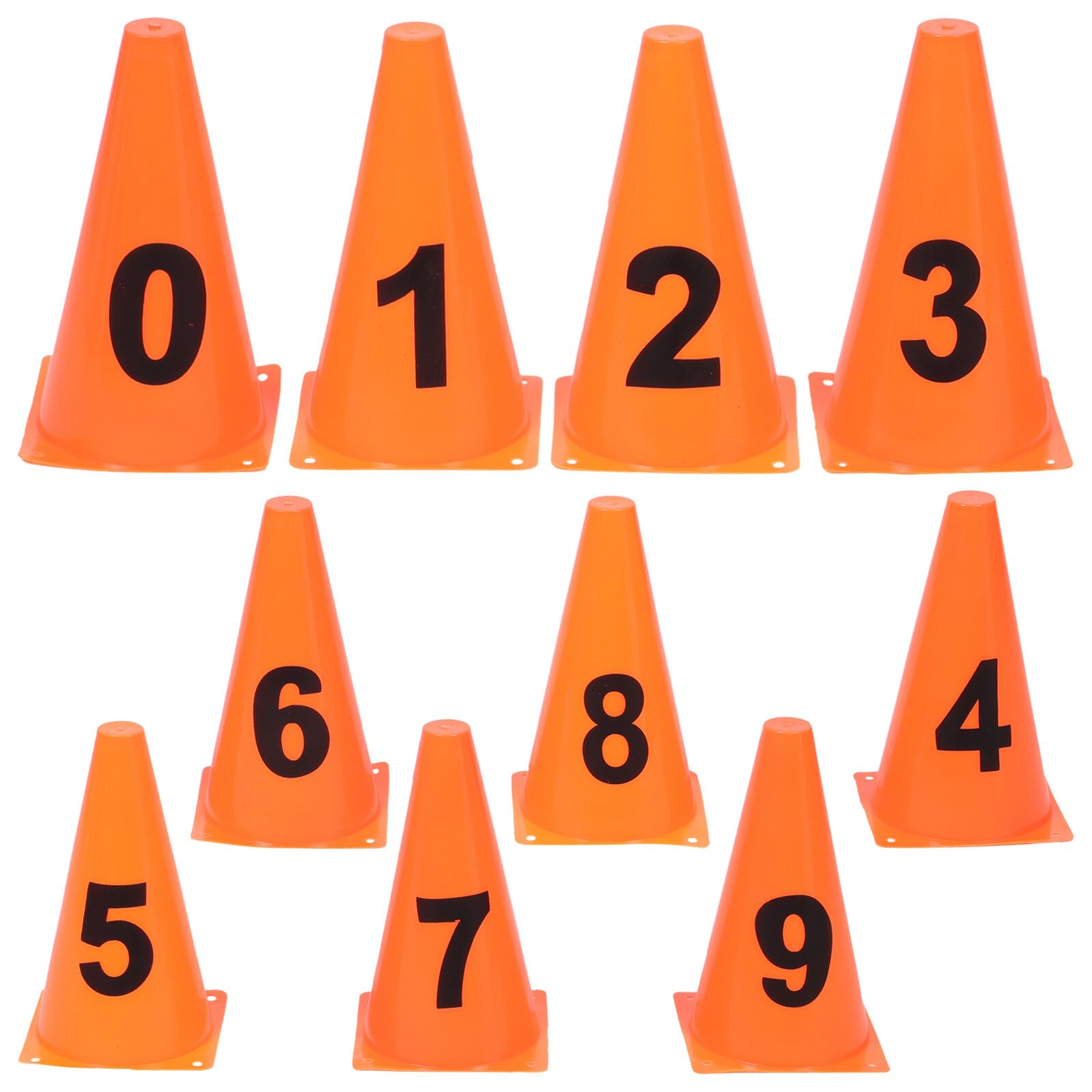 Conos Numerados de Fútbol 10 Piezas Naranja 23 Cm Conos de Agilidad y Práctica Deportiva para Entrenamiento Infantil y Actividades al Aire Libre