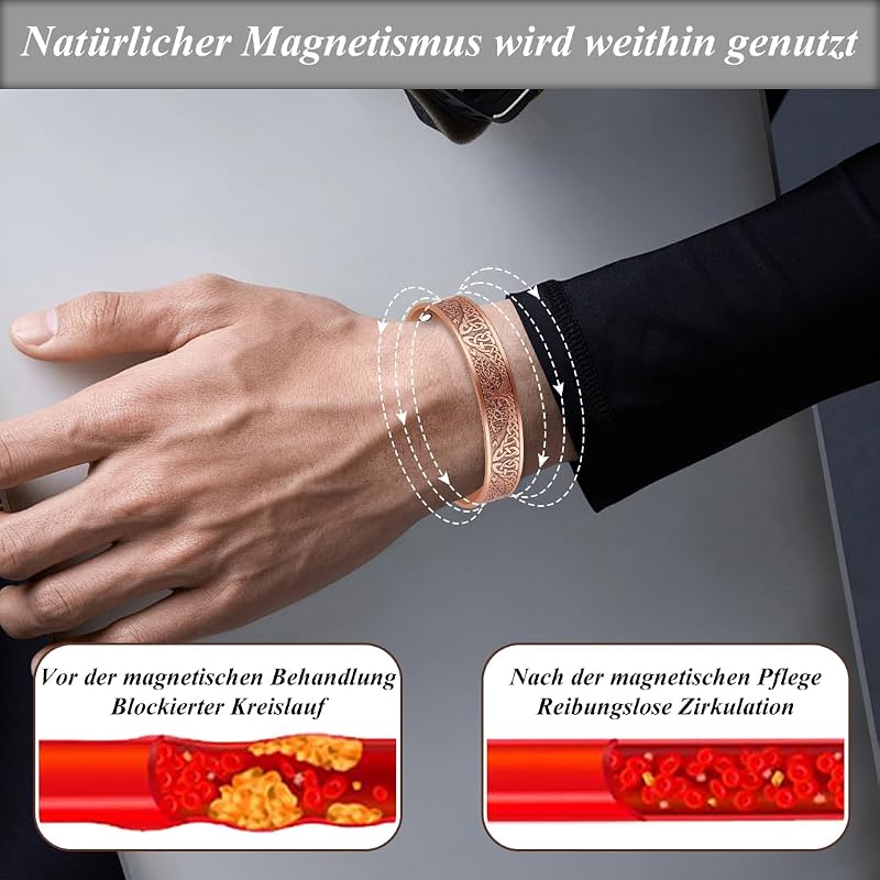 Vicmag Mágneses Réz Karkötő Férfiaknak Állítható Méret Ajándékdobozzal