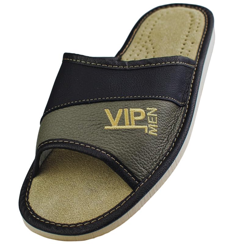 APREGGIO - Herren Hausschuhe aus Leder – Slip-On, Pantoffeln