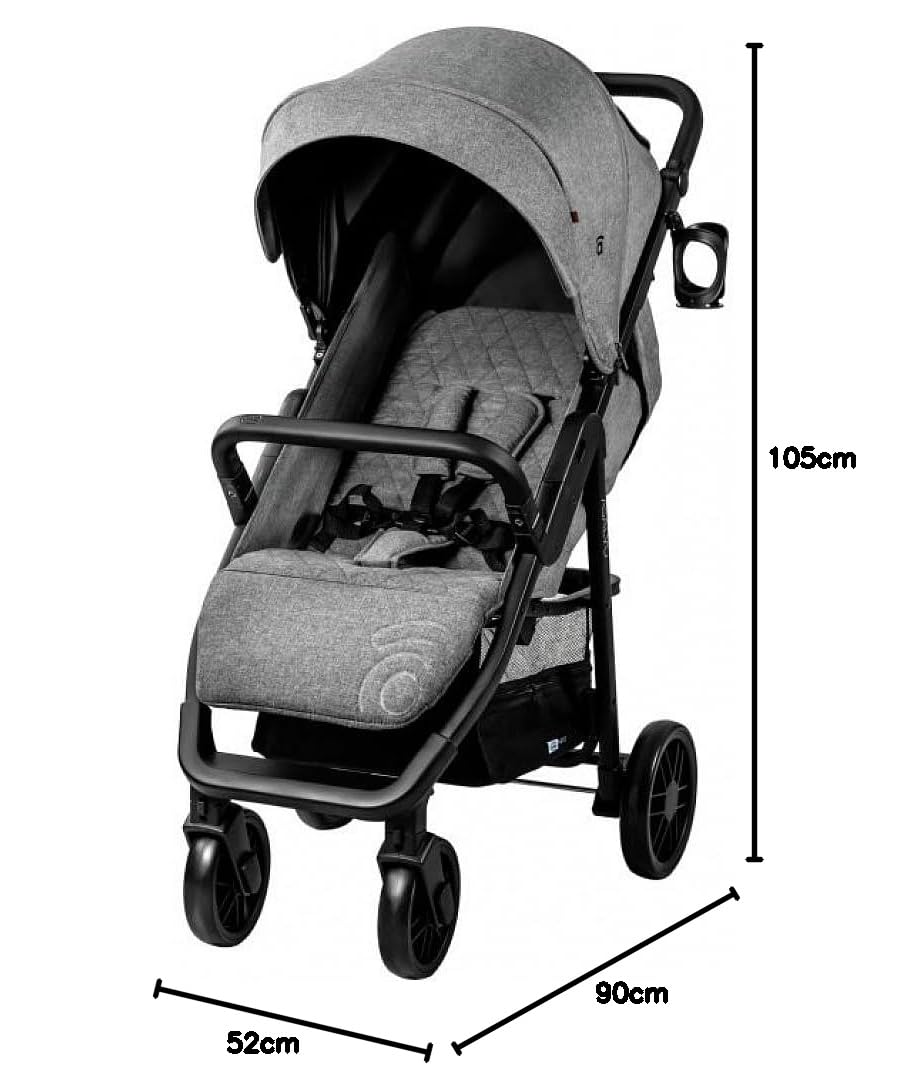 Asalvo NESS 2 Silla de Paseo para bebé, Carrito de paseo con Respaldo Reclinable, Cochecito urbano, Arnés 5 Puntos, SPF50+, Gran Capota con Ventana, Manejable y Máxima Seguridad Hasta 24 kg, Gris