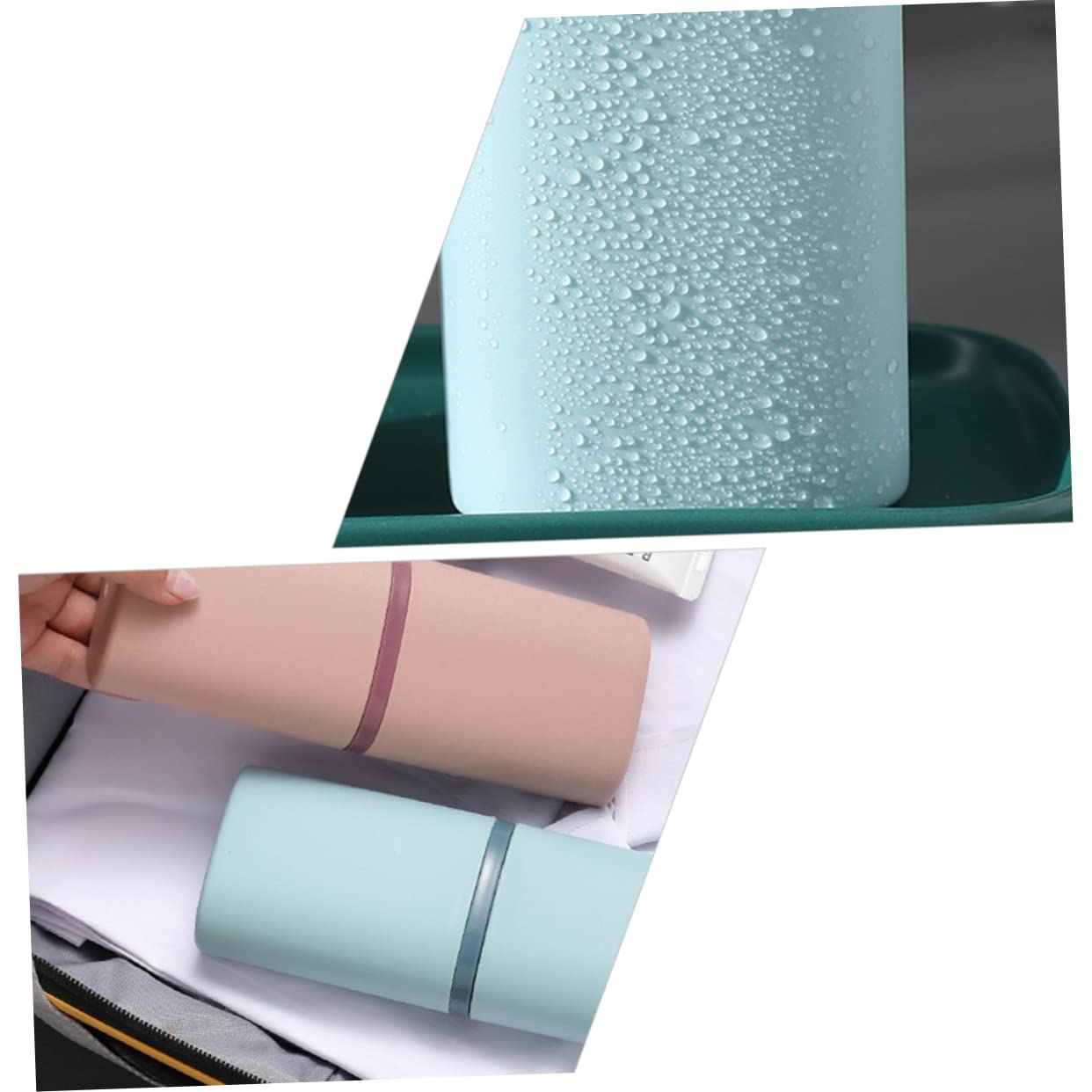 Ipetboom 4pezzi Porta Spazzolino e Tazza Da Viaggio Contenitore Per Igiene Design Compatto e Portatile Per Uso Domestico e Viaggi Bianco