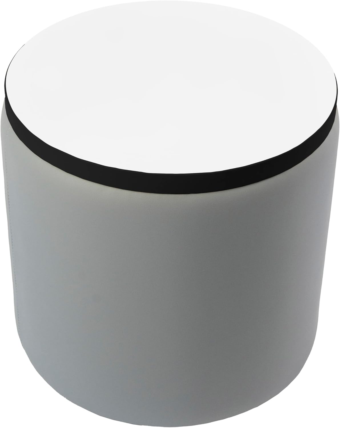 Factory Direct Partners FDP Pro Series Upholstered 18" Round Dry-Erase Ottoman, 18" Height; Collaborative Commercial Furniture for Hotel Lobby, Office, Restaurant, Waiting Room -Gray Whiteboard/Black