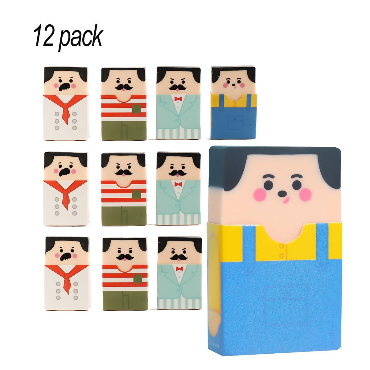 SIPLIV 12 Pcs Salaryman Erasers Bald Uncle Erasers Novelty Eraser from Hairy to Hairless - Image 2