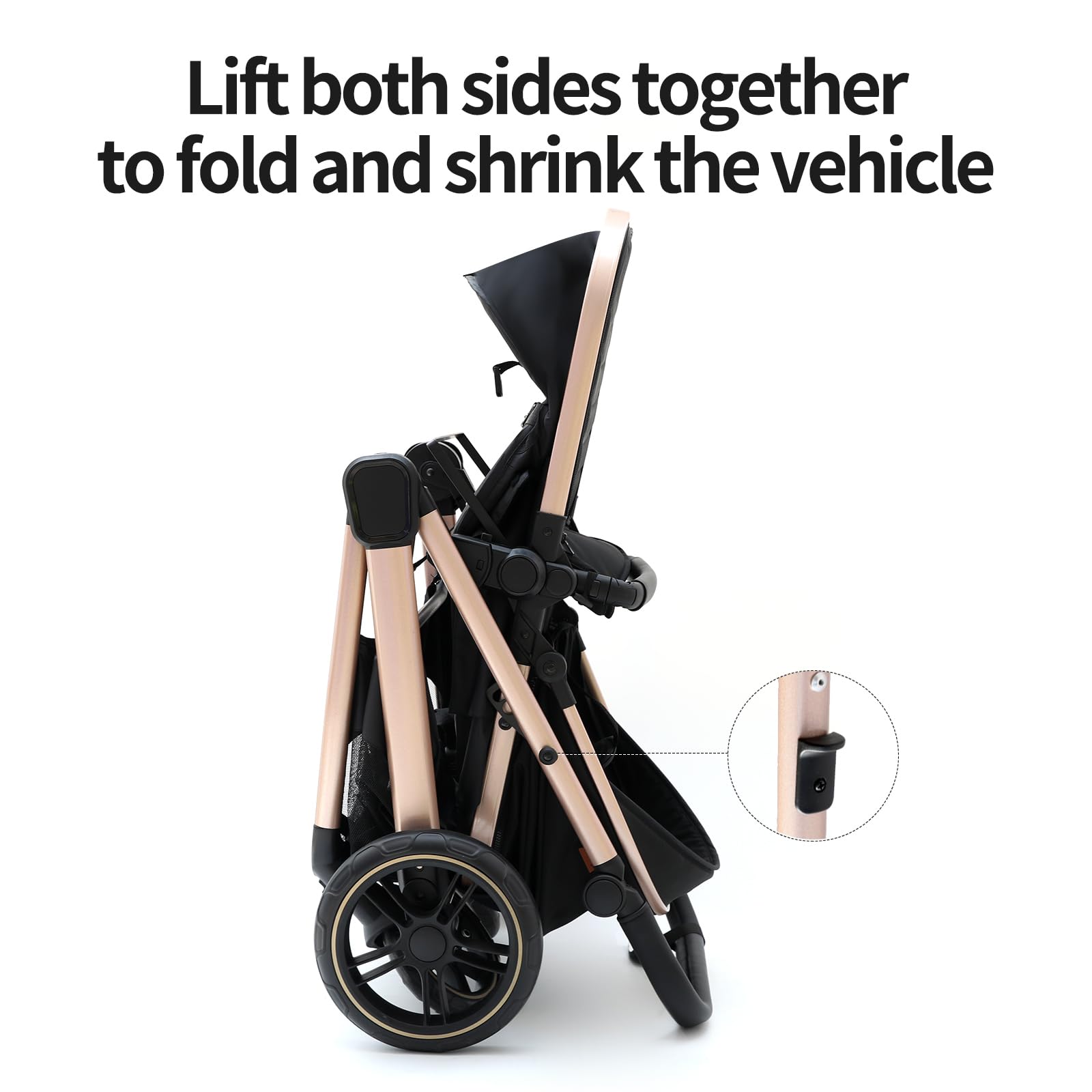 Poussette 3 en 1 Système de Voyage Pliable Pneus Caoutchouc 0-4 Ans