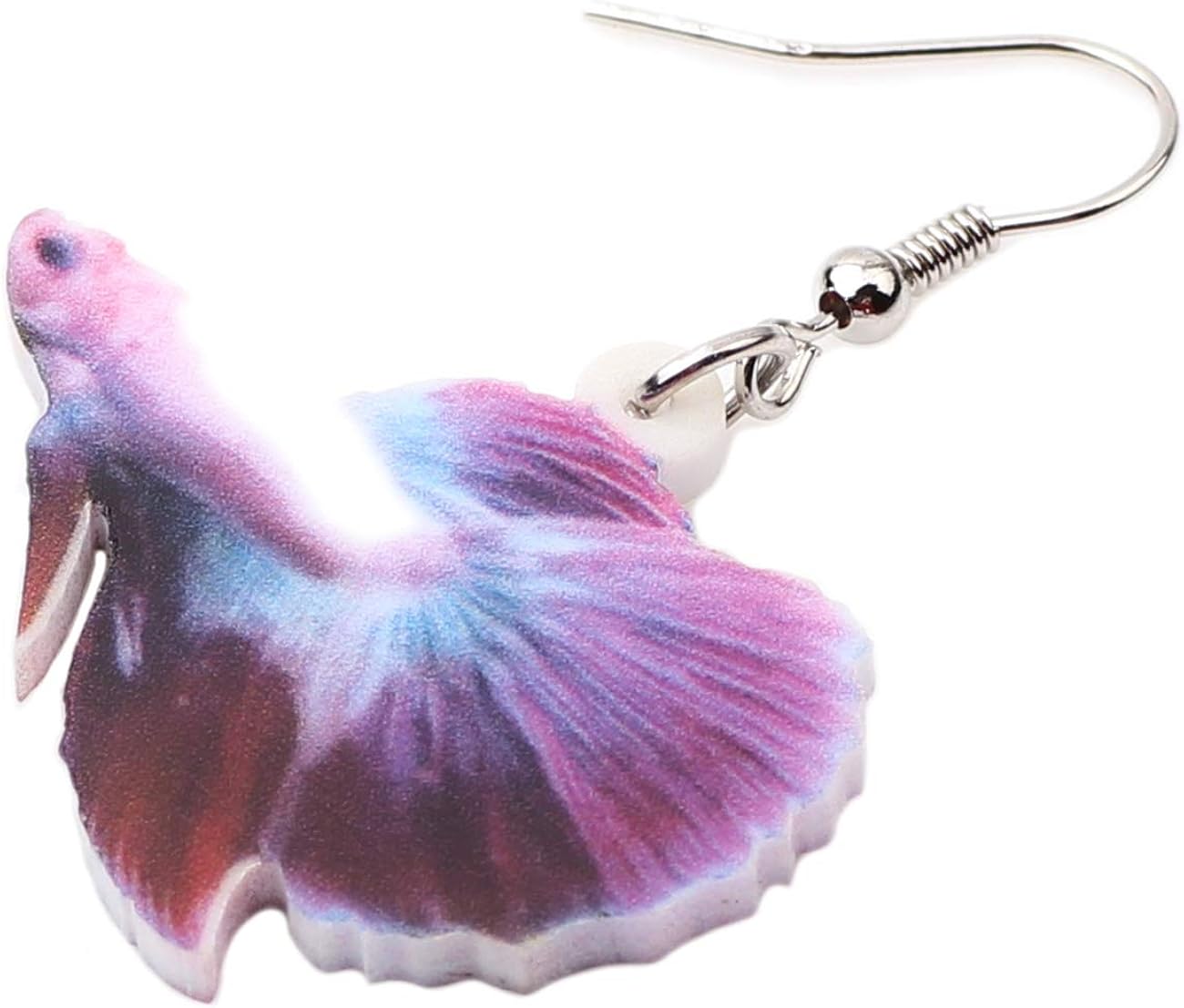 Miniatura 3 de DUOWEI - Pendientes de acrílico con diseño de peces tropicales de dibujos animados coloridos para la vida marina