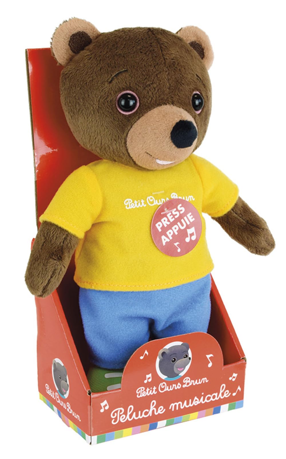 Jemini- Petit Ours Brun Peluche Musicale +/​20 cm, 023799