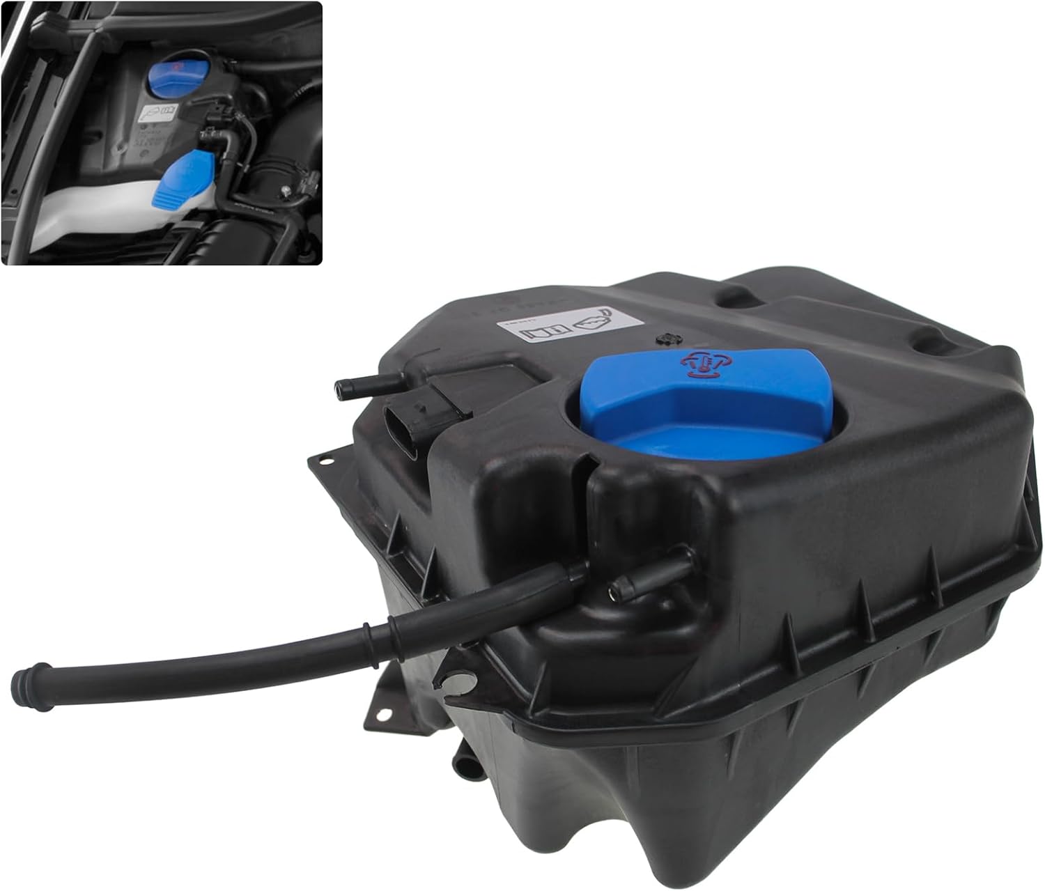 603-980 Engine Coolant Reservoir Tank with Sensor & Cap Compatible with 2007-2015 Audi Q7 3.0L 3.6L 4.2L | 2004-2010 Volkswagen Touareg 3.0L 3.2L 3.6L 4.2L 4.9L 5.0L Replaces# 7L0121407C