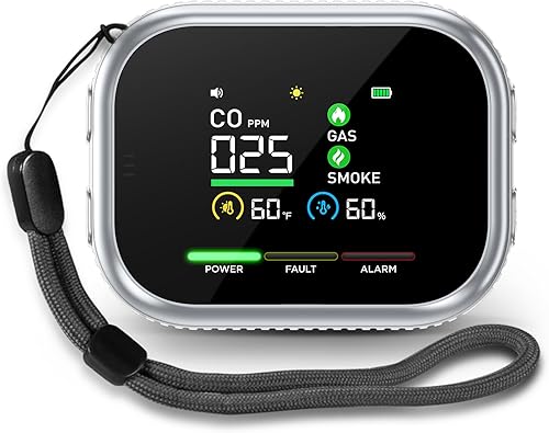 Detectores de monóxido de carbono de humo enchufables 6 en 1 con interfaz de usuario inteligente giratoria de 360, pantalla HD, alarma de luz de