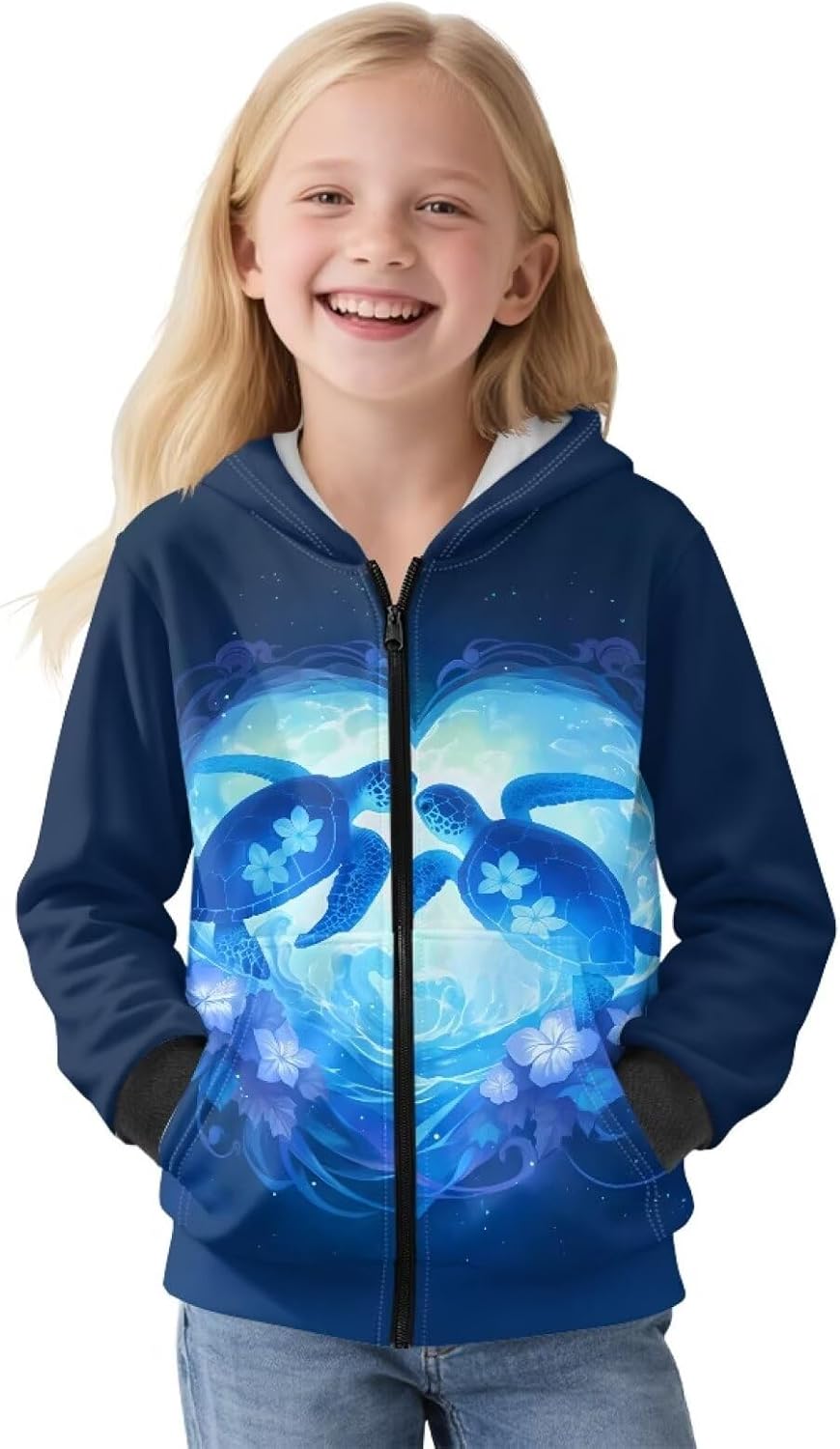 Kids Long Sleeve Zip Up Hoodies Fleece Jacket with Pockets Thick Winter Outfits for Girls Boys Cute Clothes