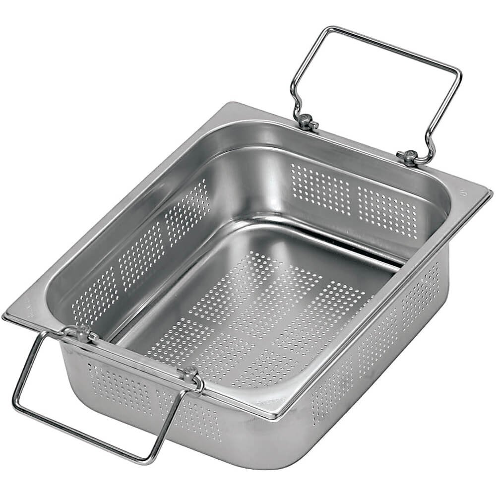 Sambonet Bacinella Forata Maniglie Snodate GN 1/1. Acciaio Inox. 53,00x32,50x20,00 cm