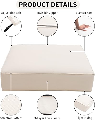 Miniatura 2 de Juego de 2 cojines de asiento para exteriores para muebles de patio, juego de 2 cojines gruesos resistentes a la intemperie, 23.6 pulgadas de ancho