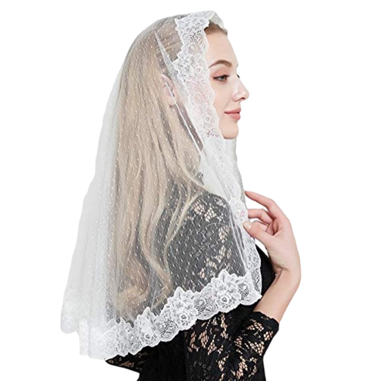 Ksikdeg Catholic Mantilla Veils Embroidered Mass Veils Religious Prayer Veils Elegant for Catholic