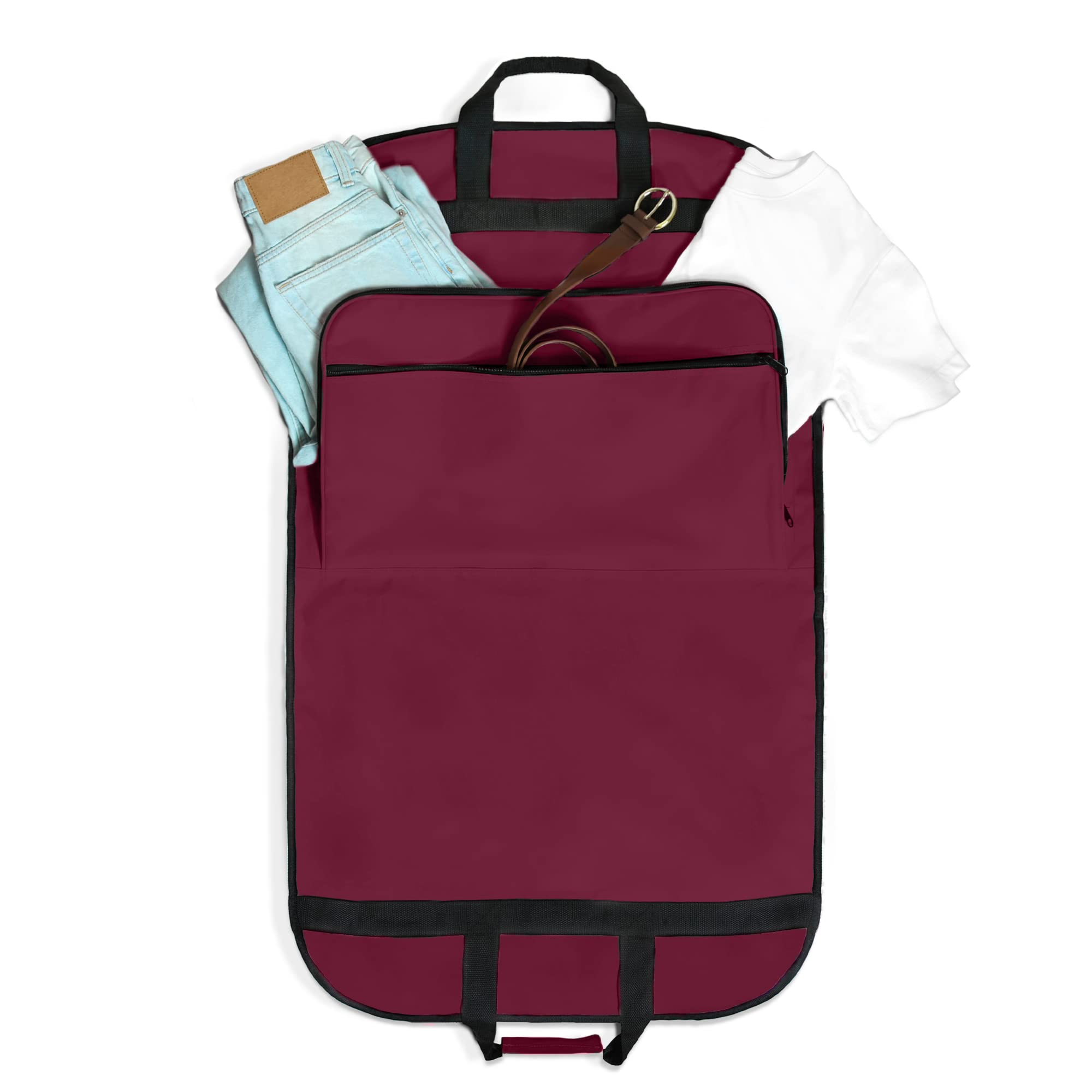 DALIX 39 Garment Bag Cover for Suits and Dresses Clothing Foldable w Pockets in Maroon