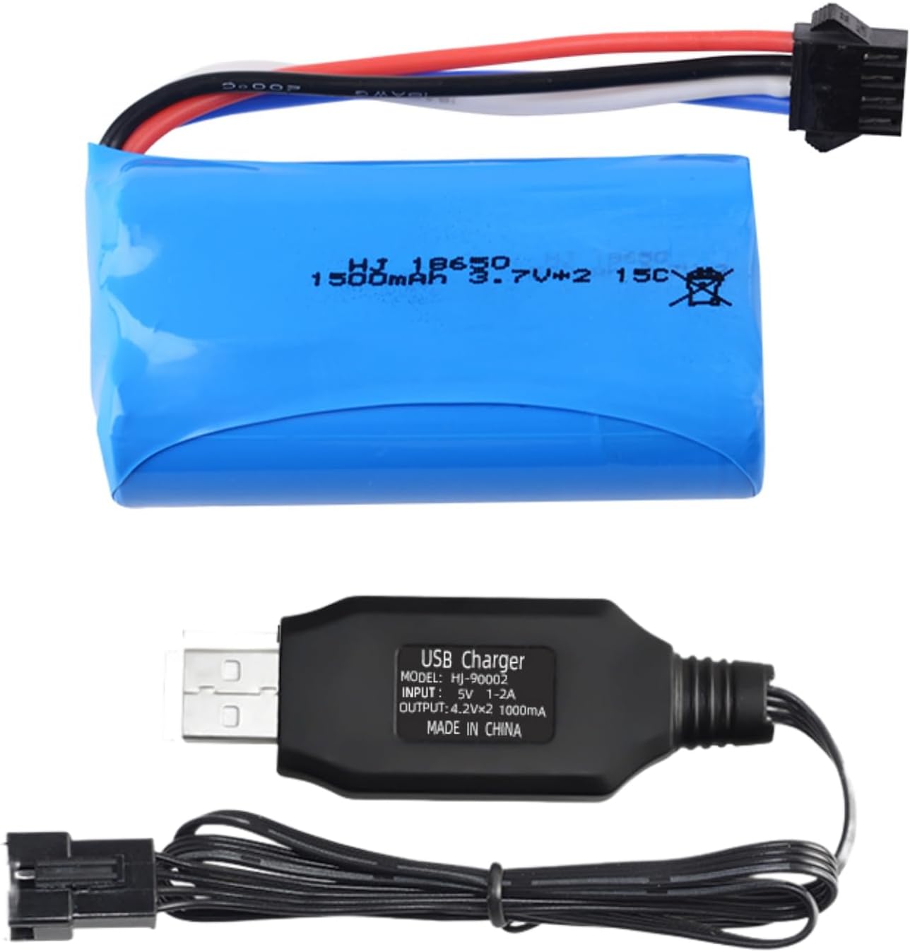 7.4V 1500Mah 15C SM-4P Plug li-on Battery with 2s USB Charger for UDI902 UDI002 Huanqi 961 962 RC Boat