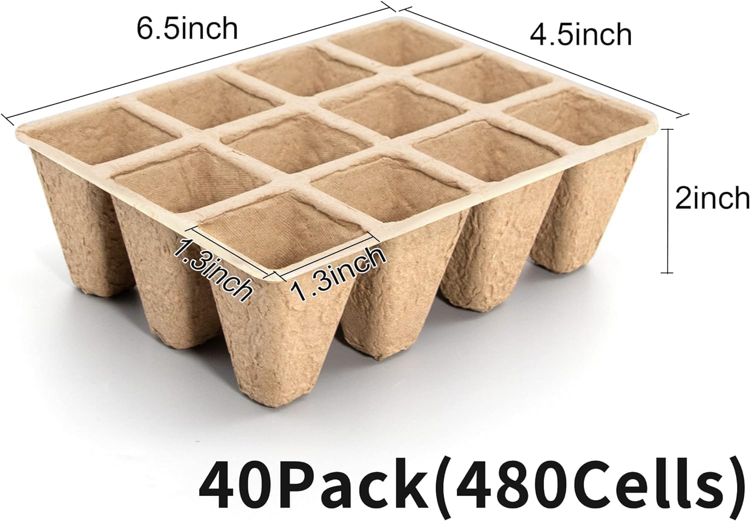 SYITCUN 480 Cells Seed Starter Tray, 40 Pack Biodegradable Seed Starter Kit, Peat Pots for Seedlings with 400 Plant Labels, 2 Seed Planting Tool and 1 Spray Bottle