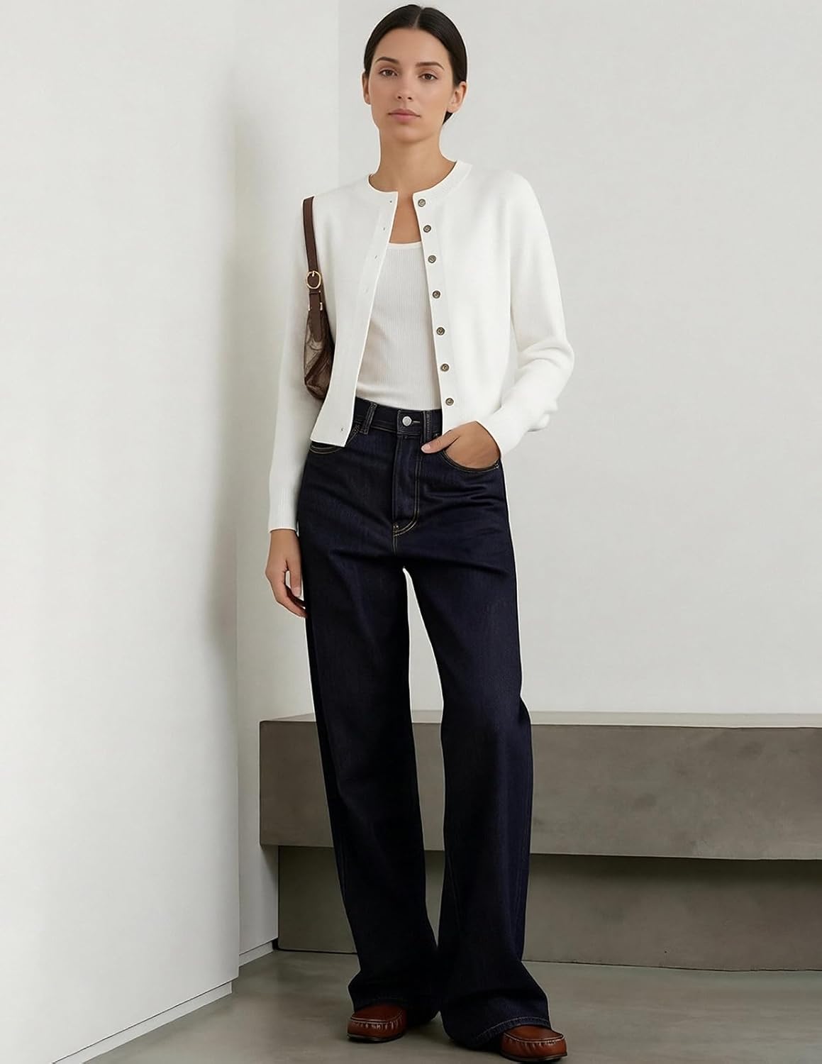 GRACE KARIN Women's Lightweight Fall Cardigan, Long Sleeve Knit Crop Sweater Trendy, Button Open Front Crewneck Jacket - Image 6