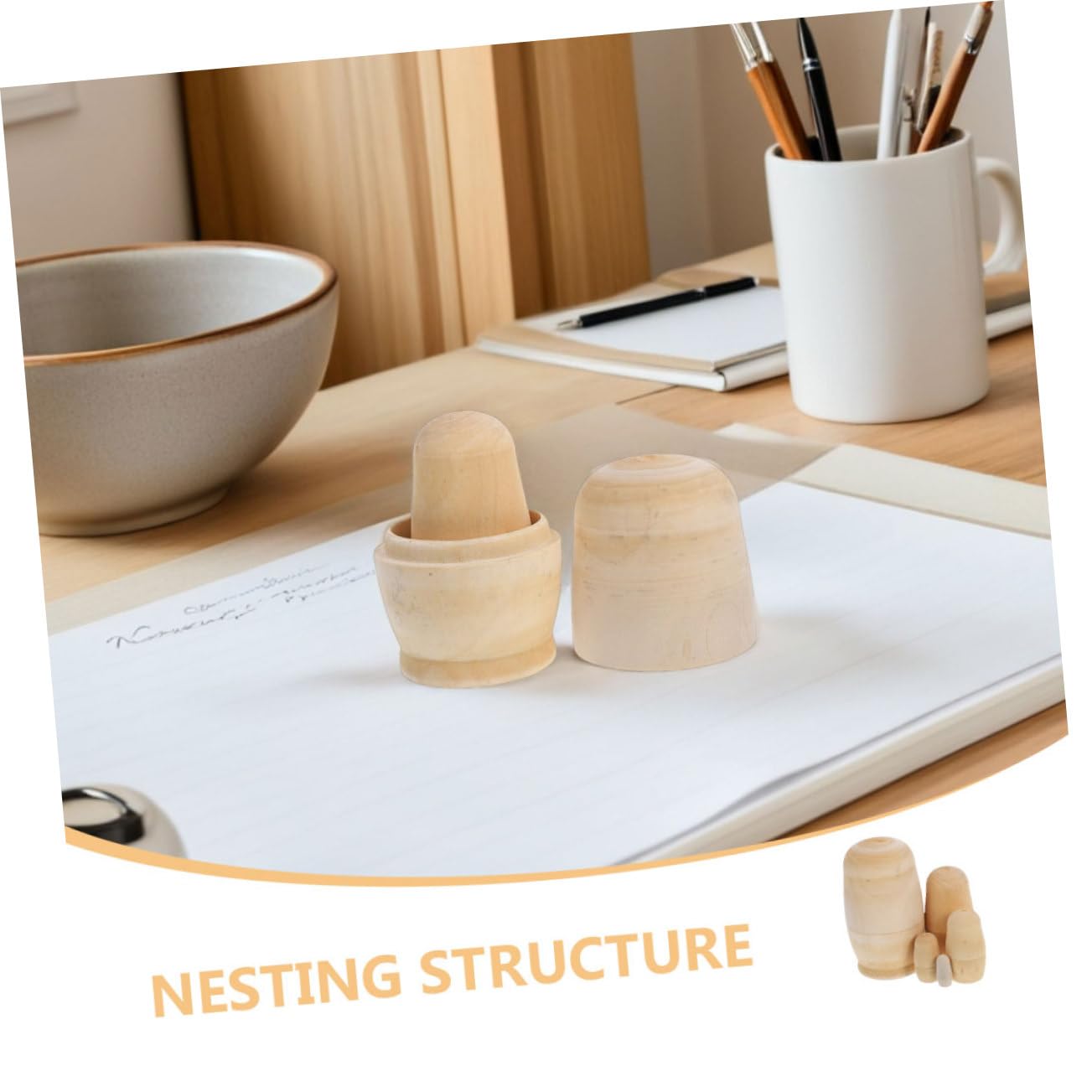 Muñecas Rusas de Madera sin Pintar 5 Capas Estructura Anidada para Manualidades Creativas y Almacenamiento Compacto Adecuado para Fiestas y Regalos