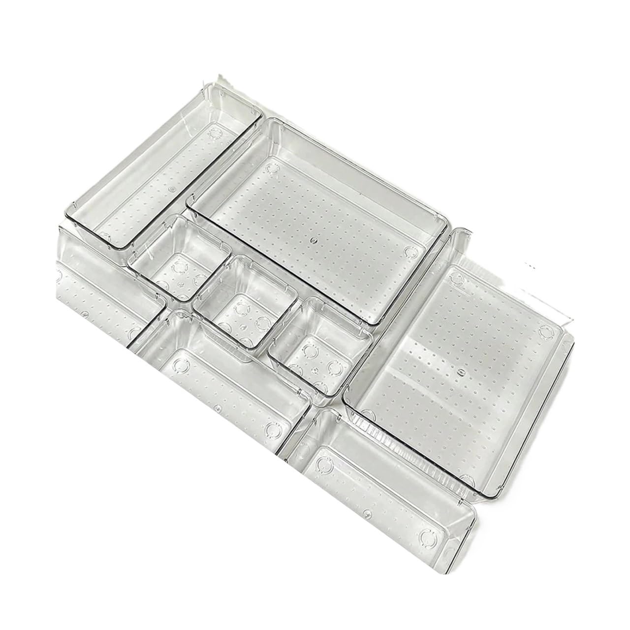ZHSOAO 7 Pcs Desk Drawer Organizers Set Plastic Bathroom Storage Makeup Organizer Clear Transparent Box for Bras, Socks, Underwear