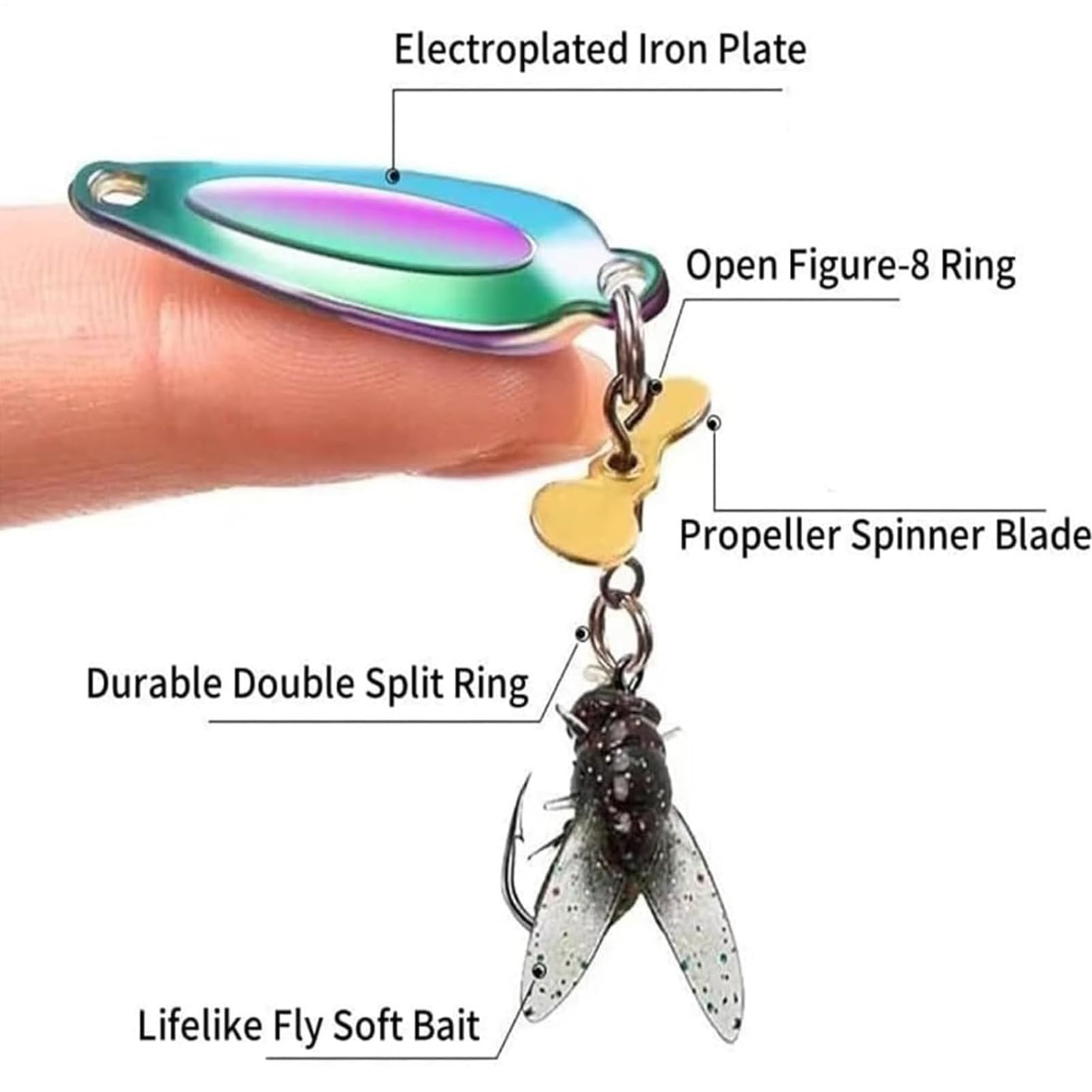 Esca Spinner Pesca | Kit Esca Spinner Metallo 5 Pezzi per trota luccio persico, esca riflettente per trota lago Shad Bass fiume luccio lucioperca Crappie salmone