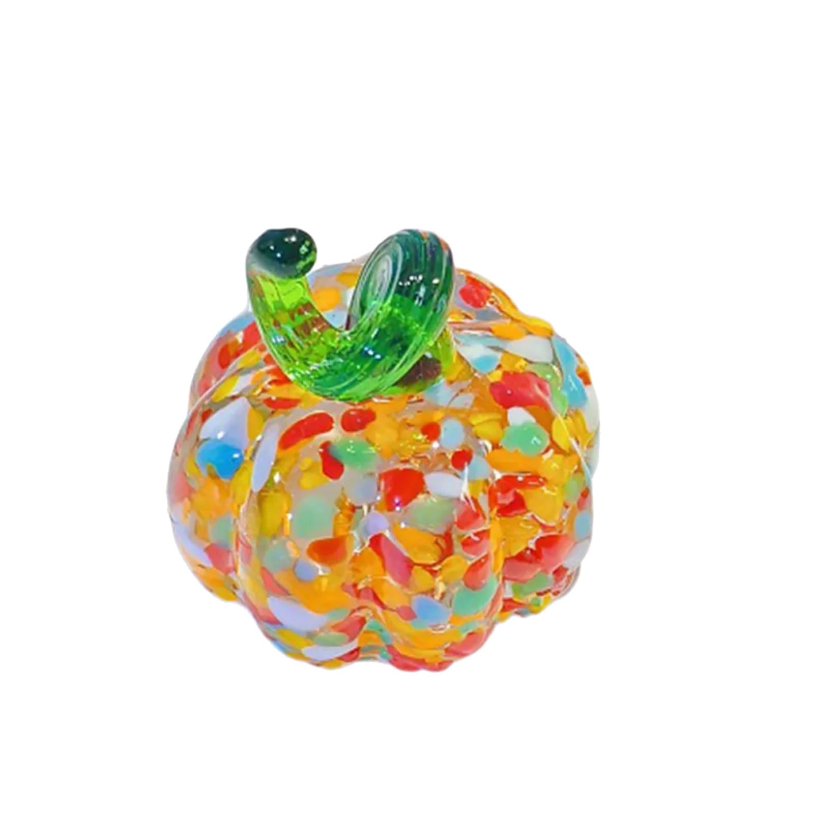 ZBIianxer Transparency Glass Halloween Pumpkin Sculpture Decorative Piece for Shelf Centerpieces Display Ornament Glass Pumpkin Ornament
