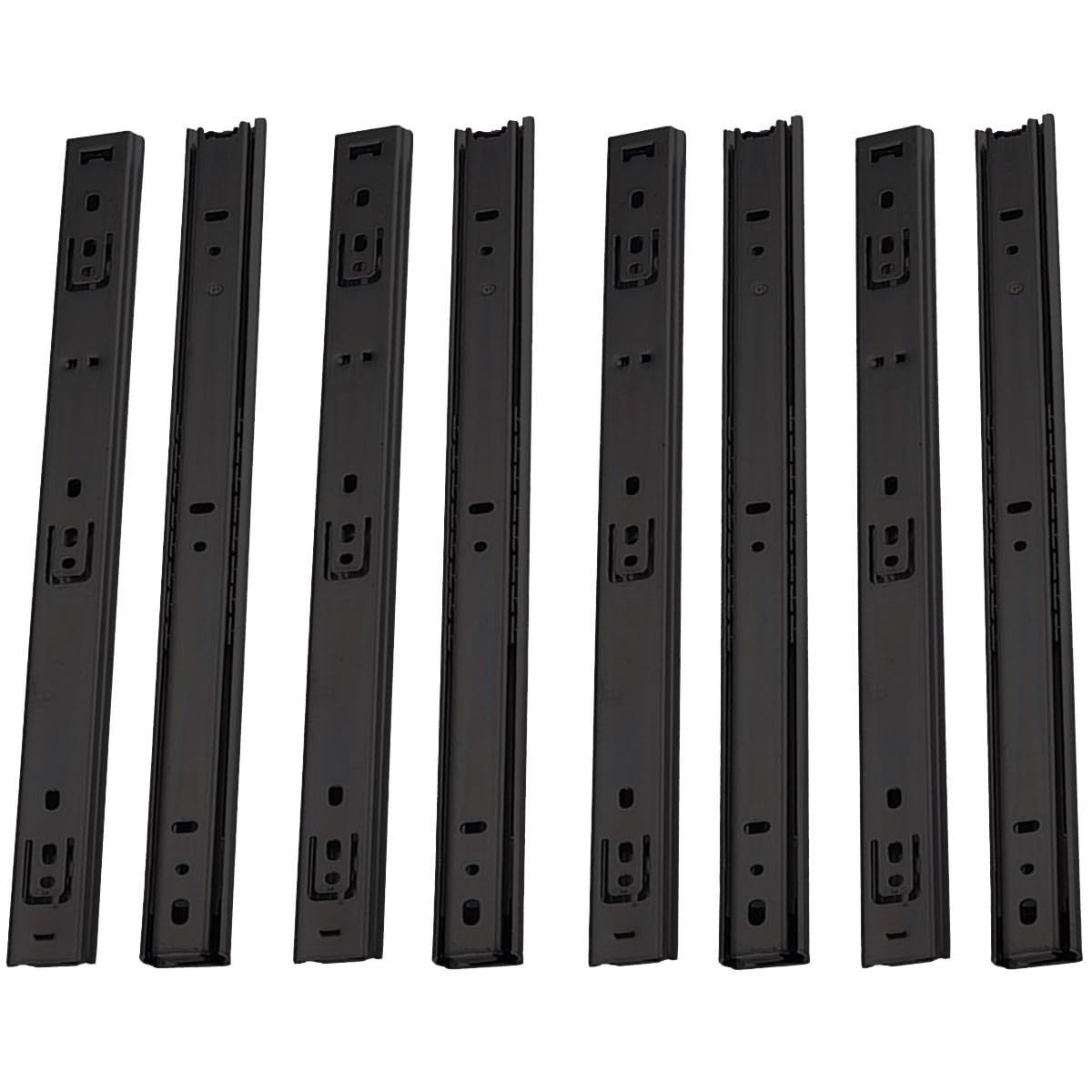MOCNT 4 Pair (8 Piece) Heavy Duty 27mm Drawer Runners 400mm Drawer Rail Runners Ball Bearing Steel Drawer Slides Cabinet Sliding Extension Kitchen Desk Rail Runners Black