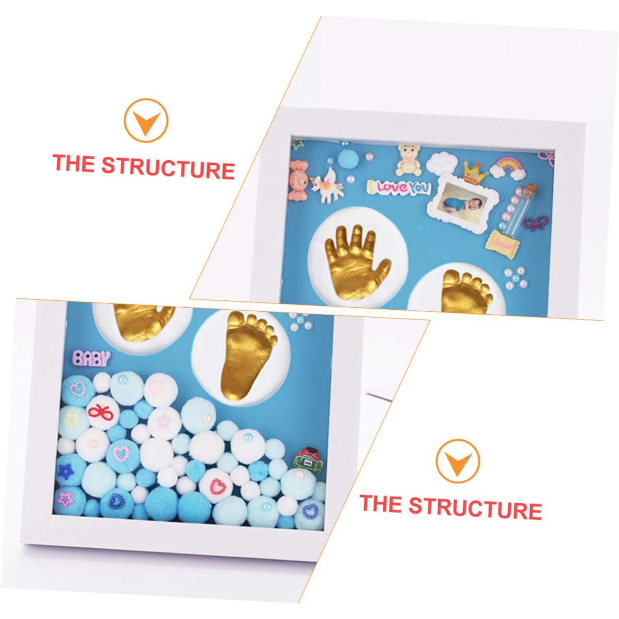 Yardwe Cornice Impronte Neonata in Acrilico Oro Kit Regalo Personalizzato per Battesimo e Decorazione Parete Shower