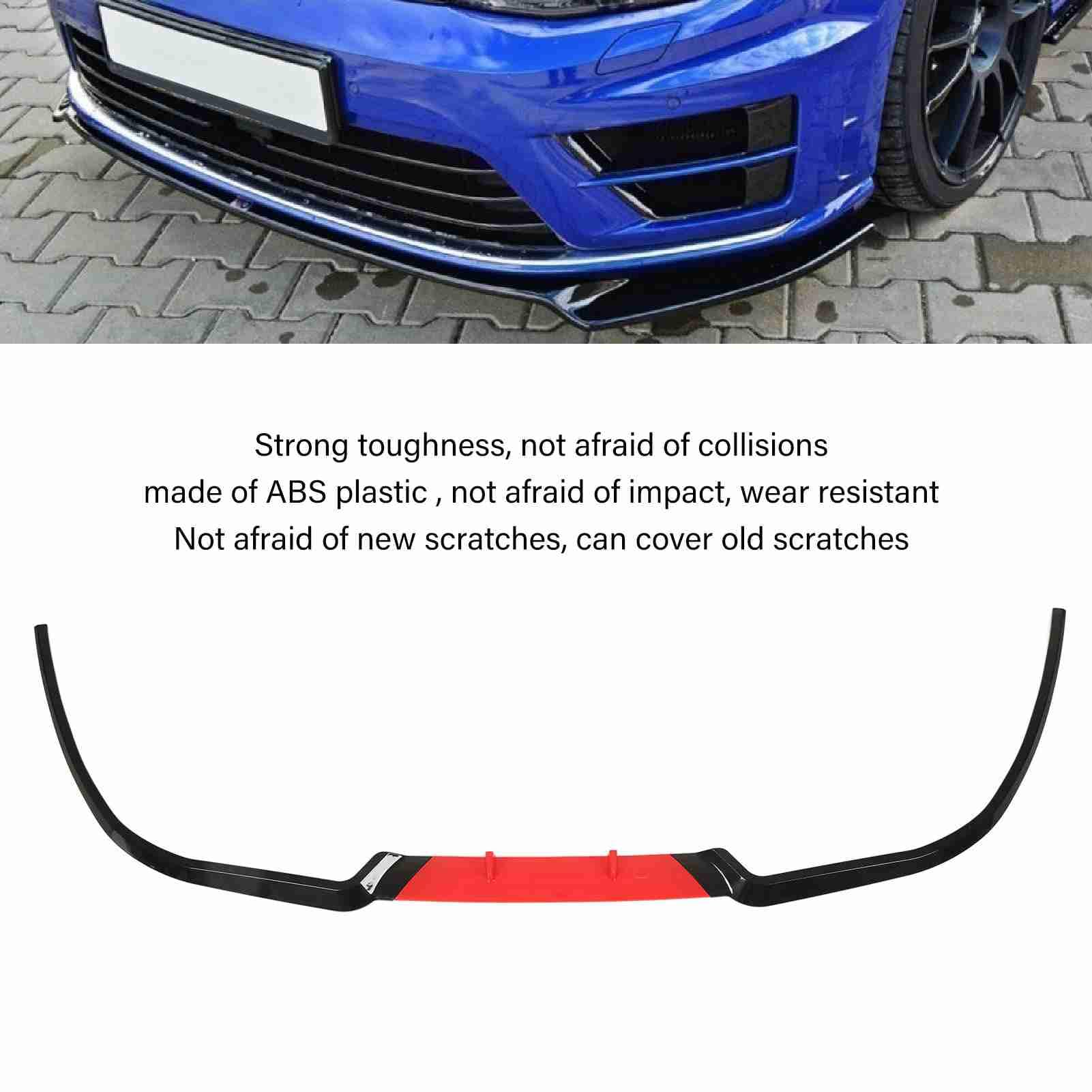 Separator nakładki przedniego zderzaka Odporny na uderzenia plastik ABS Dokładka przedniego zderzaka Splitter dla Seat Accord A3 114 cm 44,9 cala 3 szt. (Czerwony)