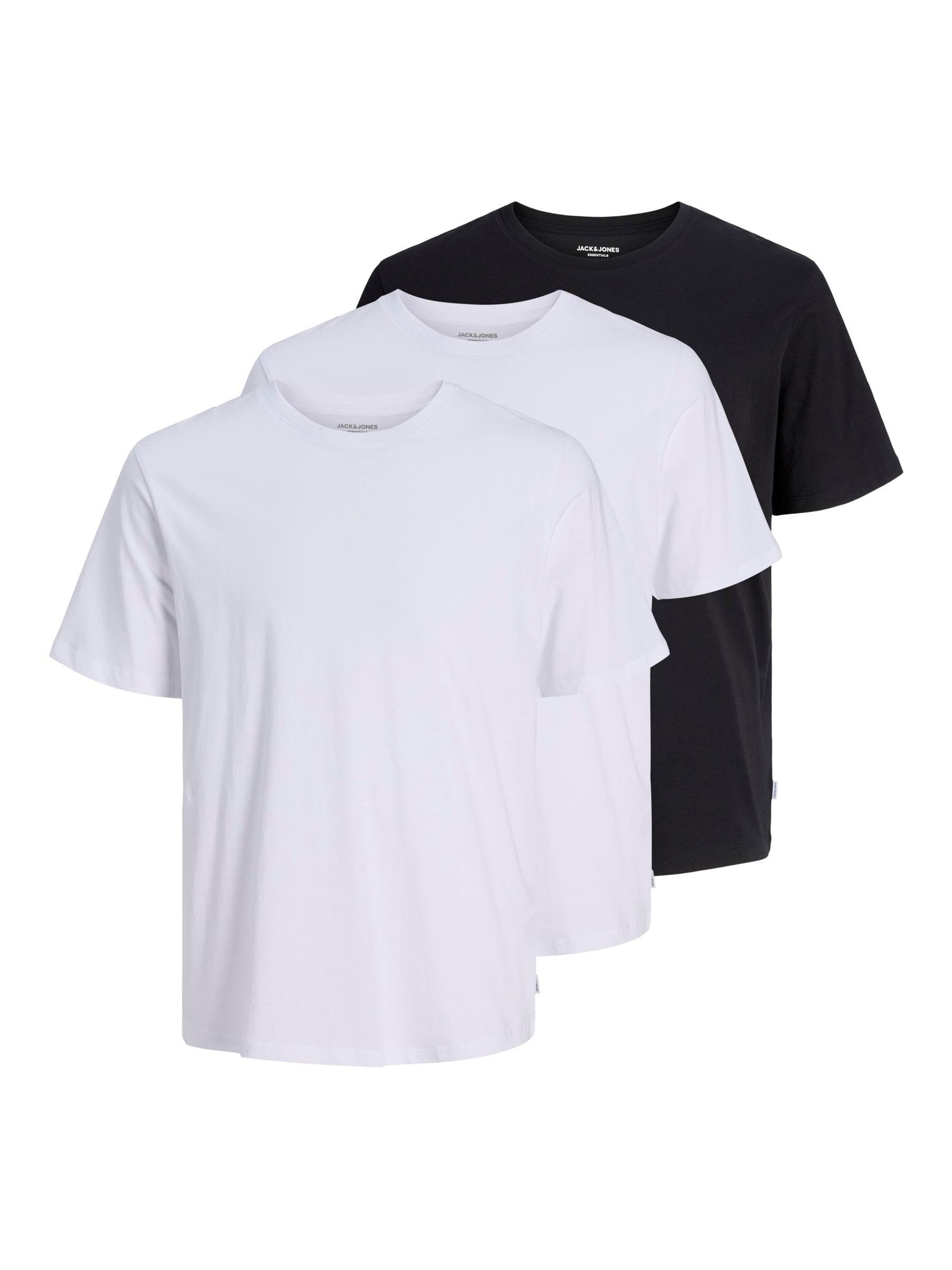 JACK & JONES Maglietta da Uomo, Bianco/Bianco/Nero, XS