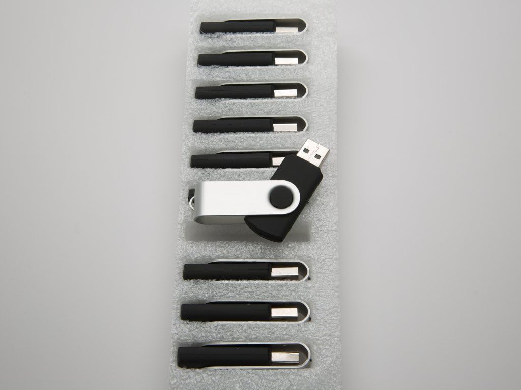 10 8GB Flash Drive - Bulk Pack - USB 2.0 Swivel Design in Black