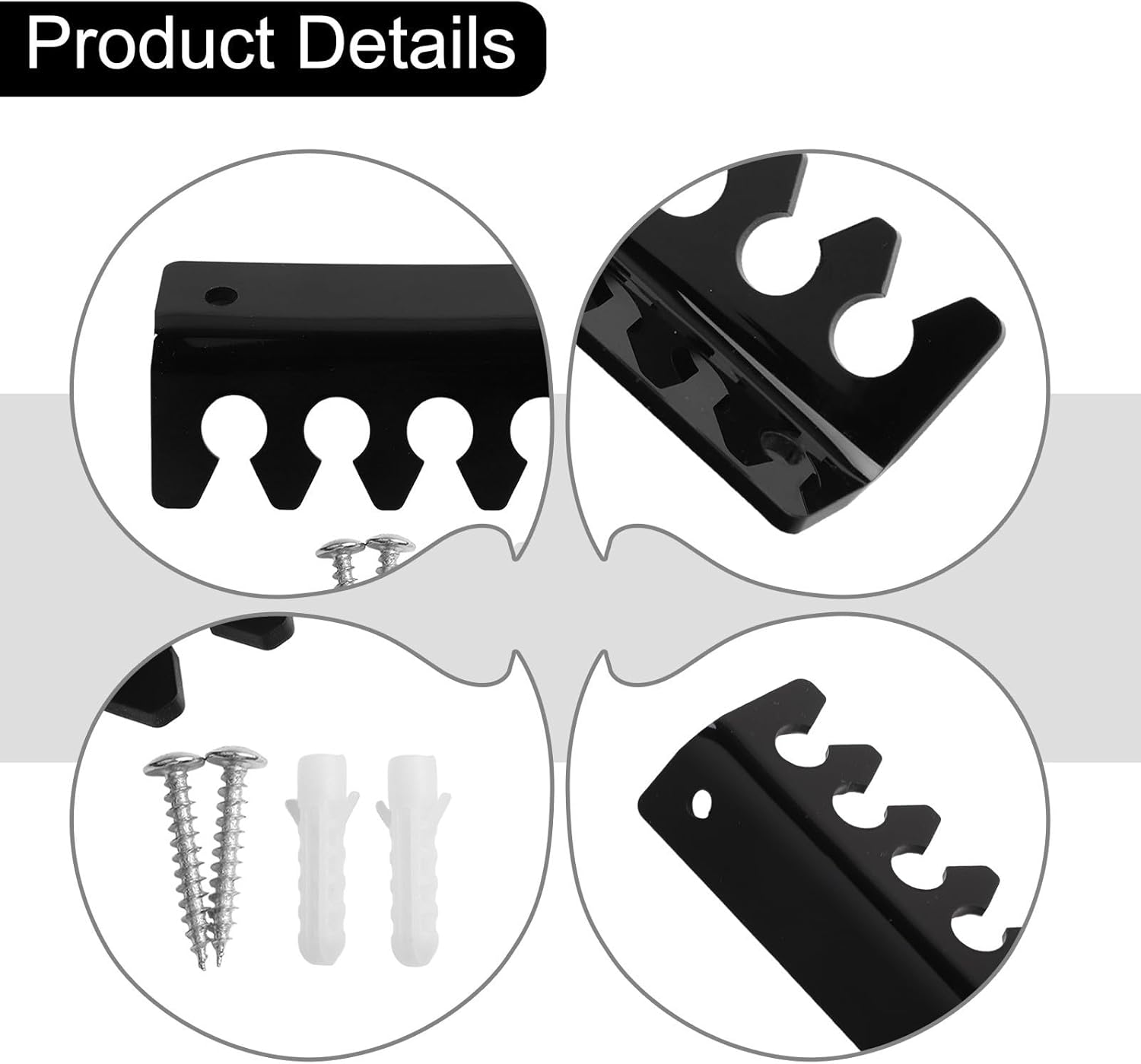 Black Cable Clips Desk & Wall Cable Management – 5-Pack Cord Organizers with Strong Backing, Reusable Desktop Cable Holder Charging Cables, Headphones, and Computer Cords