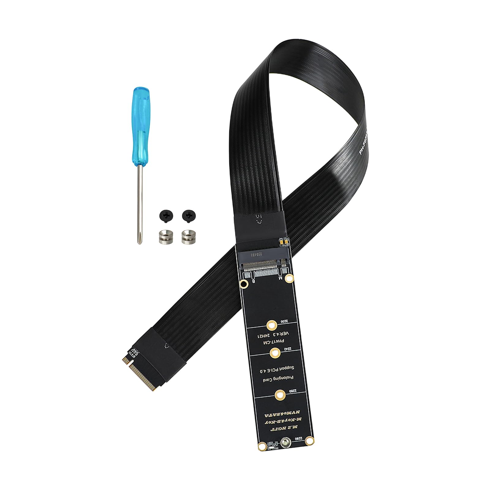 eMagTech NGFF M-Key NVME Male to Female Connector PCI-E 4.0 Extension Cable for Motherboard SSD 2230 2242 2260 2280, 30cm (180 Degrees)