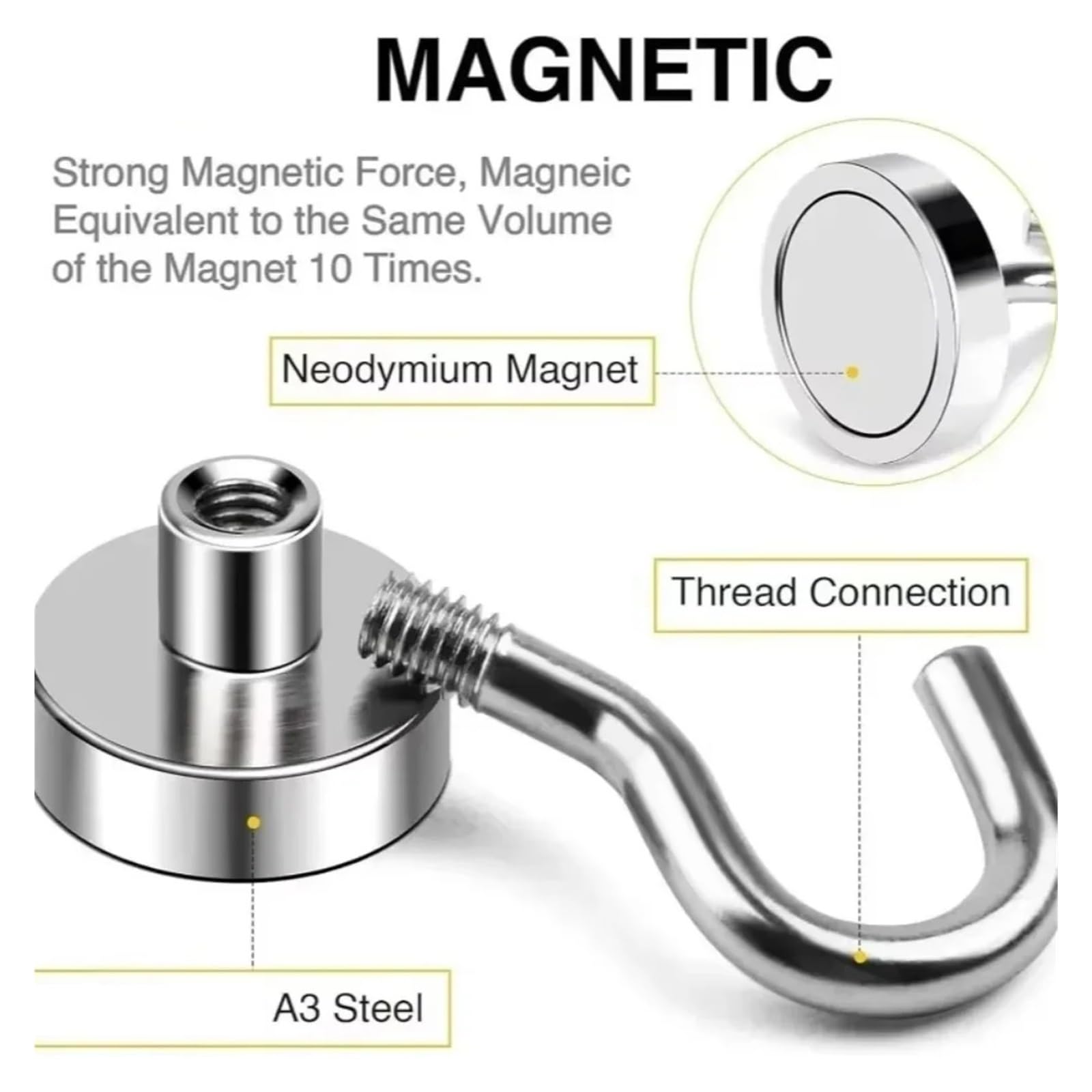 Genérico Mini gancho magnético multiusos for colgar llaves y tazas, de pared, resistente, compatible con el almacenamiento en la cocina del hogar, 50 o 20 unidades(E10,20PCS)