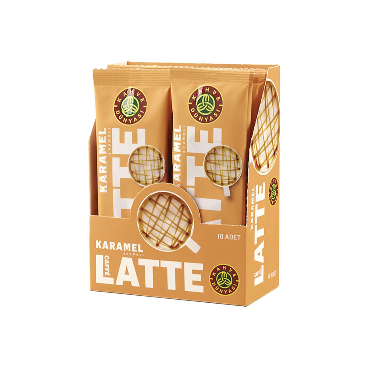 KAHVE DUNYASI Dünyası Özel Seri Sıcak Karamel Aromalı Caffe Latte, 10'lu