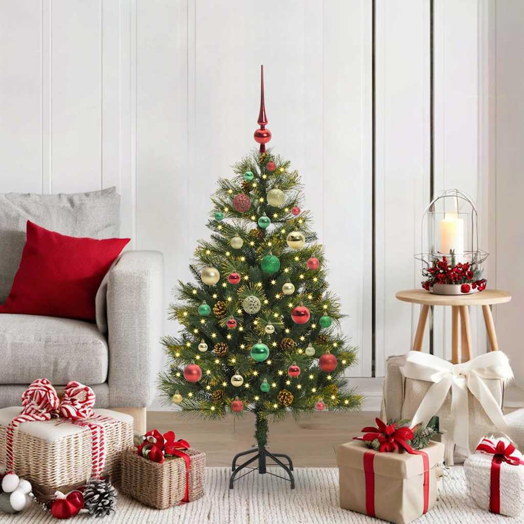 Albero di Natale Artificiale in PVC con Luci LED 120 cm Design Conico