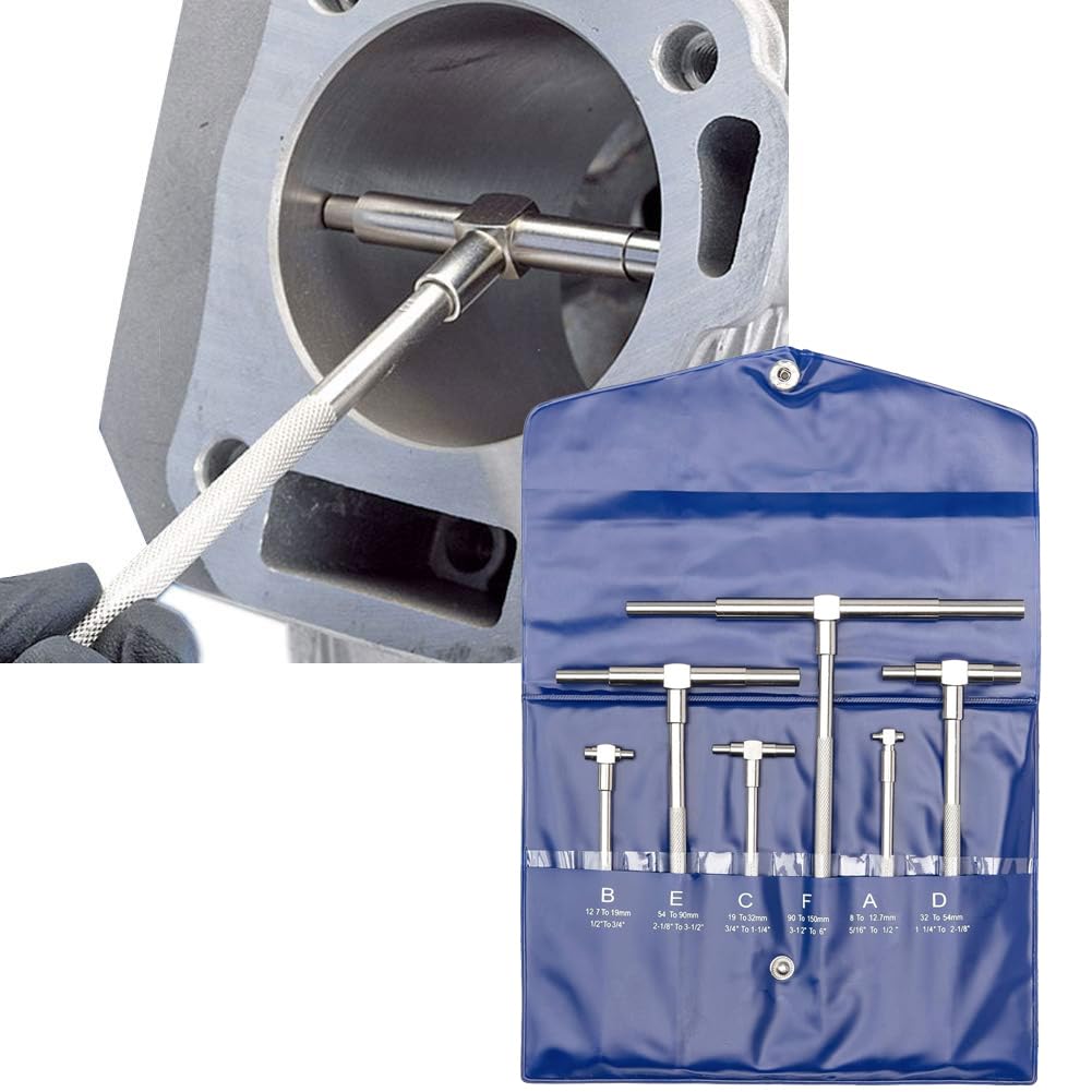 6 Pezzi 8-150 mm Calibro Telescopico, Diametro Interno Regolabile Foro Calibro Nichelato T-Bore Testa Quadrata Id Strumenti di Misurazione, per La Lavorazione Del Legno, Lavorazione Dei Metalli