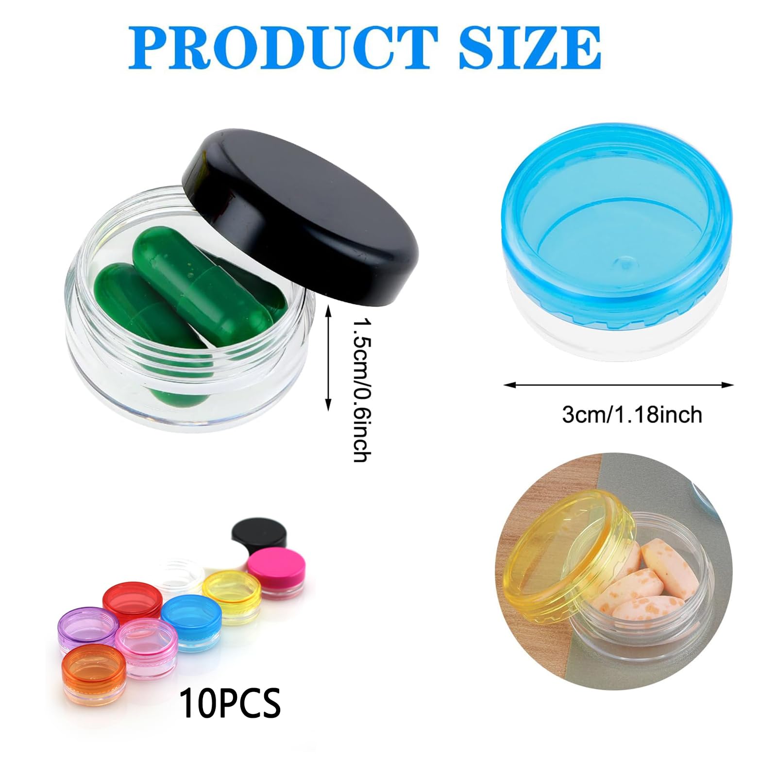 10 pastilleros pequeños portátiles - Cajas para pastillas compactas sin BPA - Para bolso, viaje y uso diario - Portamedicación