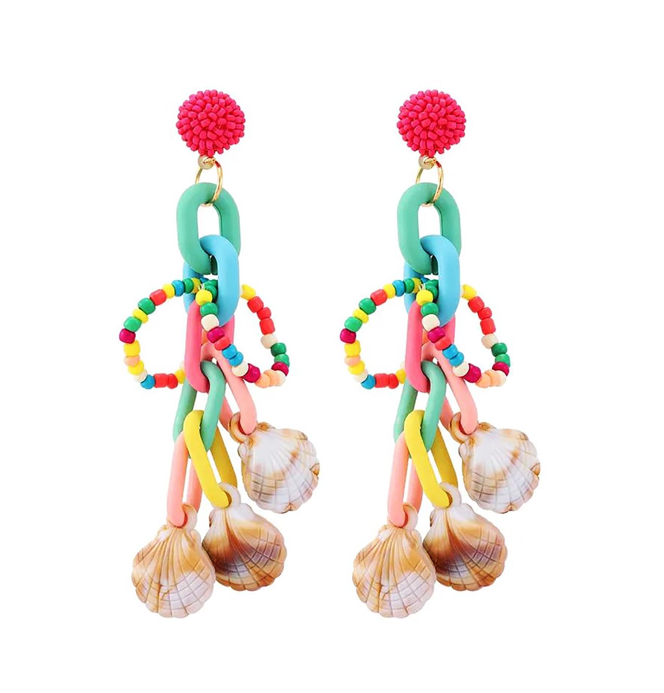 RUVEE French Beads Colorful Love Spells For Your Valentine Gold Plated Tassle Earrings for Women & Girls (B0CR6LVYGX) Amazon Price History, Amazon Price Tracker