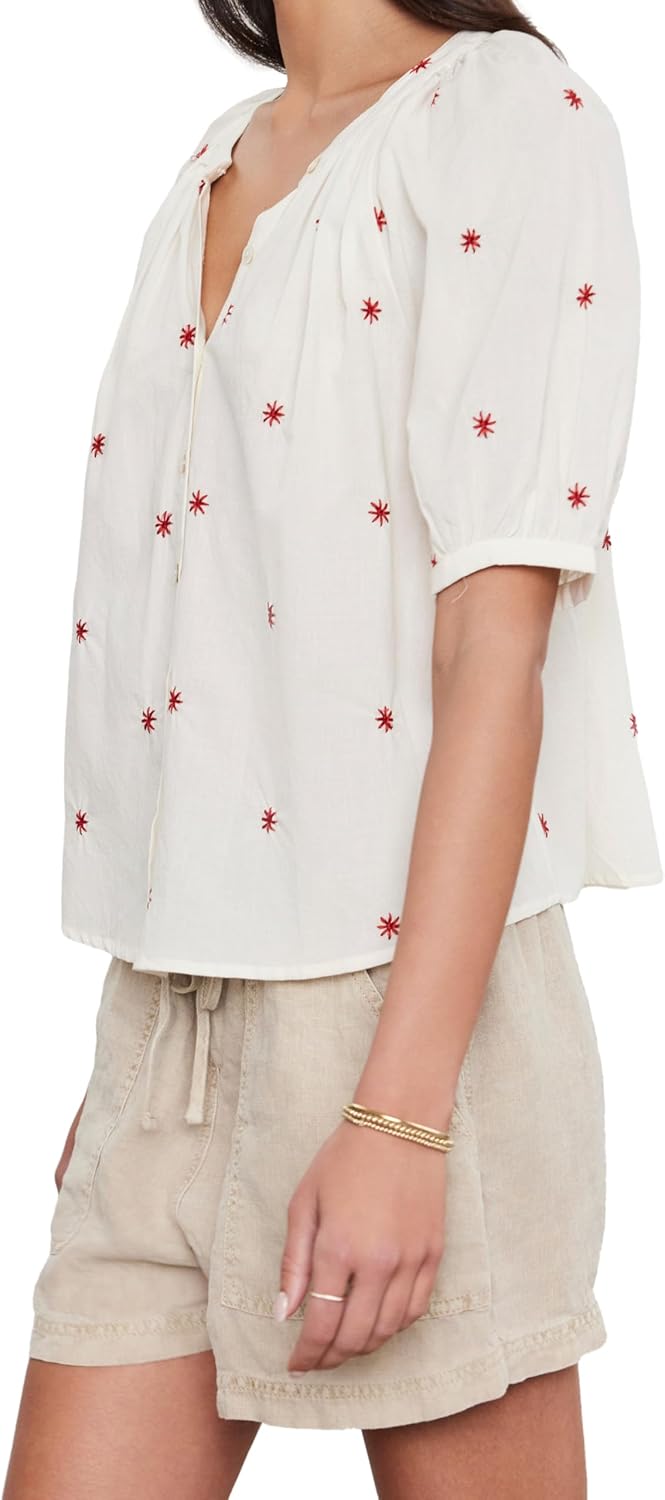 Velvet by Graham & Spencer Womens Amira Novelty Embroidery Top