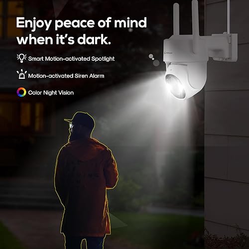 Miniatura 4 de Kittyhok Cámara de seguridad PTZ de doble lente inalámbrica para exteriores | Cámara de seguridad inalámbrica FHD 2K con zoom híbrido 10X,