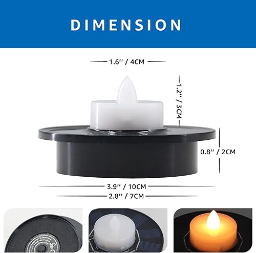 Miniatura 6 de MALUX Velas flotantes para piscina, luces solares blancas cálidas para piscina, linternas flotantes parpadeantes, IP66, impermeables, decoración de