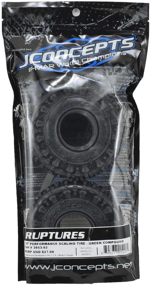 J Concepts 305302 Ruptures, Green Compound, Performance Scaler Tires (for 1.9" Wheel)