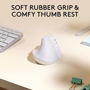 Logitech Lift for Mac Vertical Ergonomic Wireless Mouse - Off White